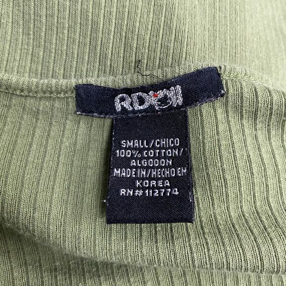 Vintage R Doll Womens Size S Green Layered Lace V Neck Ribbed Shirt - Picture 7 of 8